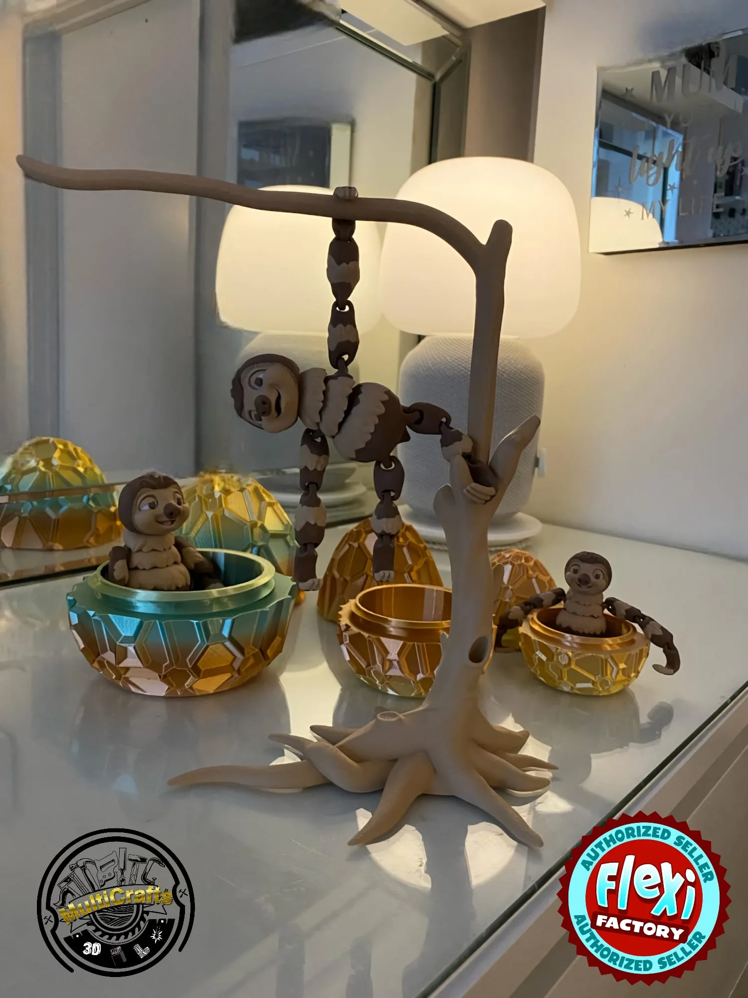 Combo 3D Printed Sloth and Egg (Daddy)