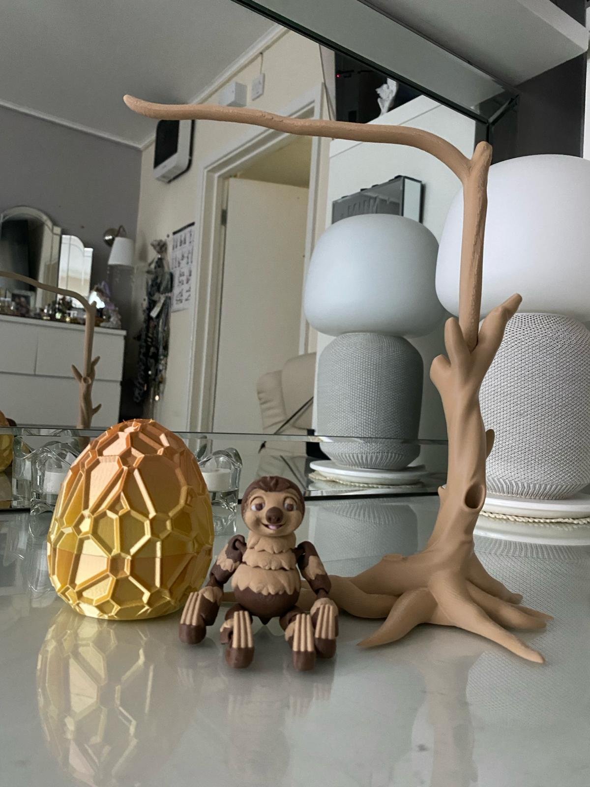 Combo 3D Printed Sloth and Egg (Baby)